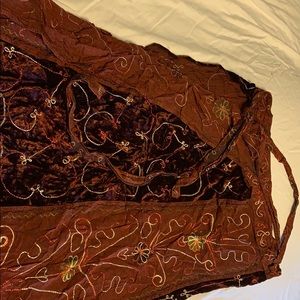 Wrapped long skirt velvet